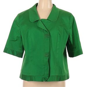 ESCADA Short Sleeve Silk Blend Jacket, Kelly Green, US Size 12, Large, Green